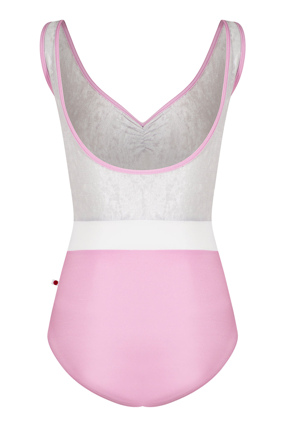 Lucy leotard in N-Confetti body & trim color with CV-Silver top color and T-White middle band color