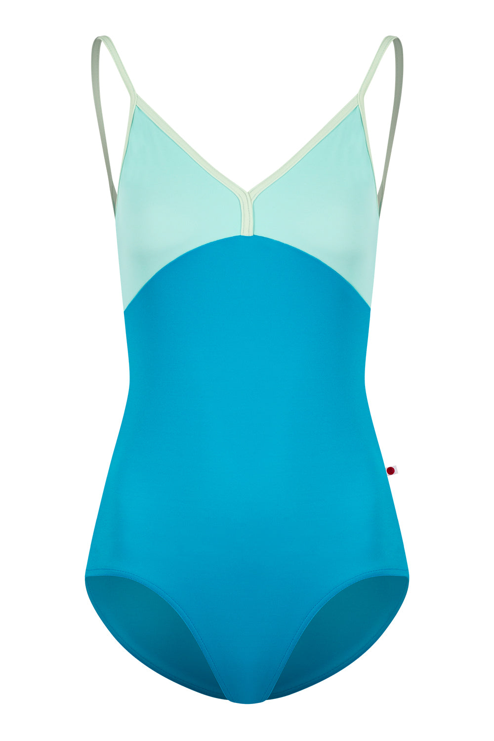 Daria leotard in T-Peacock body colro with T-Frozen top color and T-Pistachio trim color