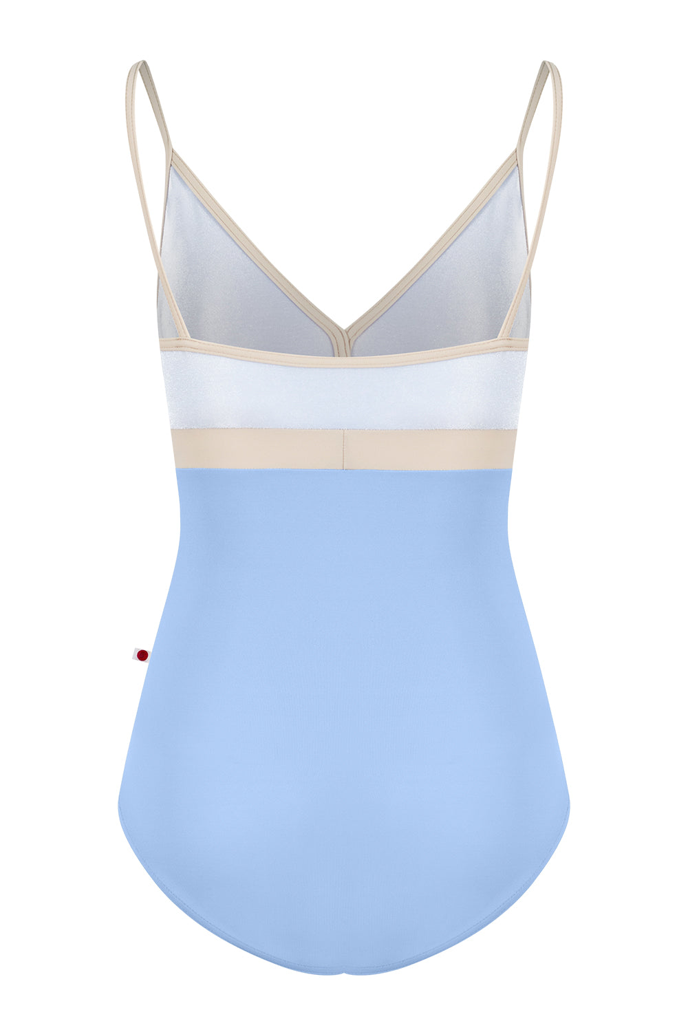 Zoe leotard in T-Paradise body color with V-Serenade top color and T-Ivory trim & middle band color