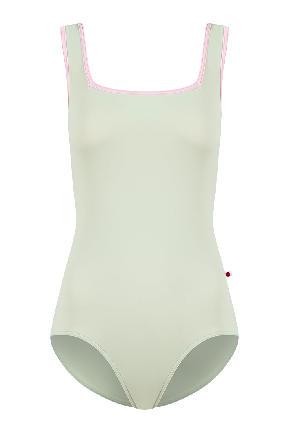 Kids Marieke leotard in T-Pistachio body color with T-Rose trim color