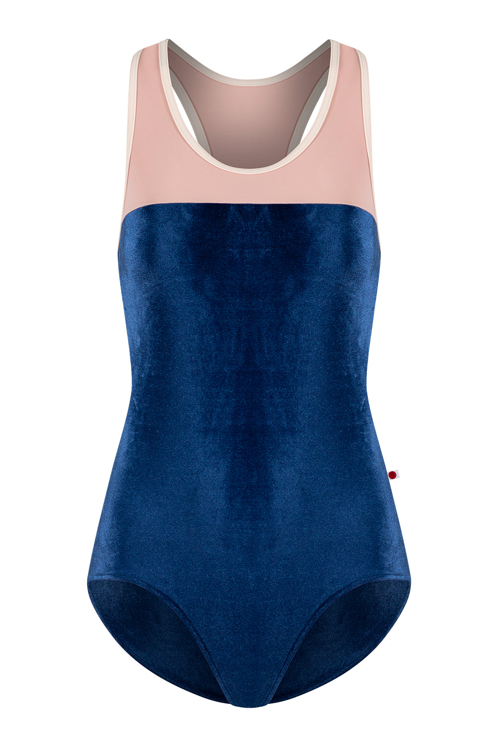 Erica leotard in V-Pisces body color with T-Petal top color and T-Misty Rose trim color