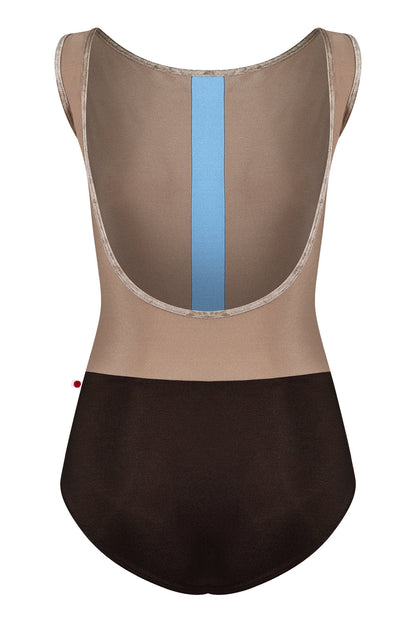 Didi leotard in N-Espresso body color with N-Toffee top color, N-Moontide middle band color and V-Toffee trim color