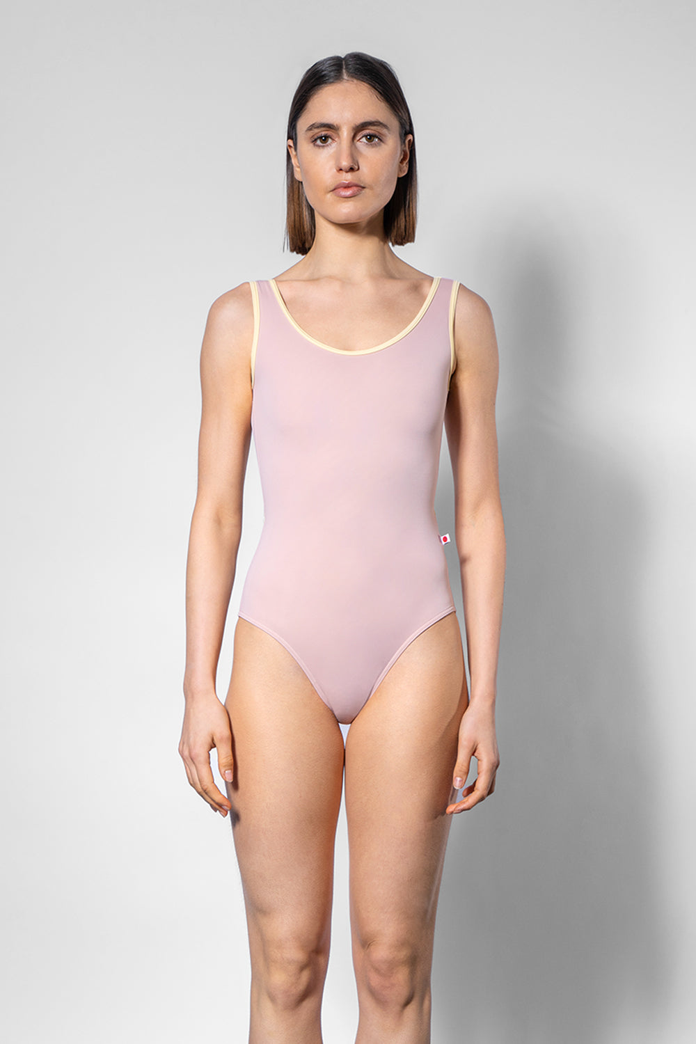 Veronique leotard in T-Petal body color with T-Vanilla trim color