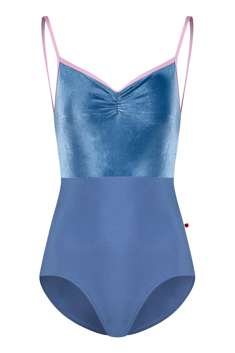 Daniela Duo Pinch leotard with N-Arctic body color with V-Ocean top color and N-Confetti trim color