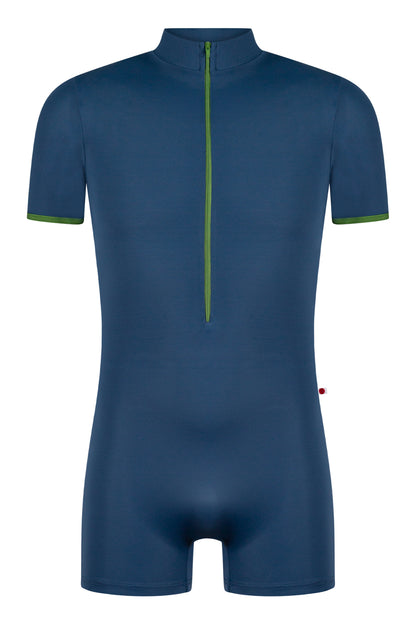 Victor Semi-Unitard with Cap Sleeves in T-Storm body color with N-Lucy trim & zipper color