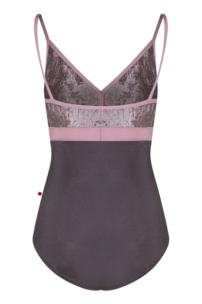 Zoe leotard in N-Shadow body color with CV-Phantom top color, N-Magic middle band & trim color