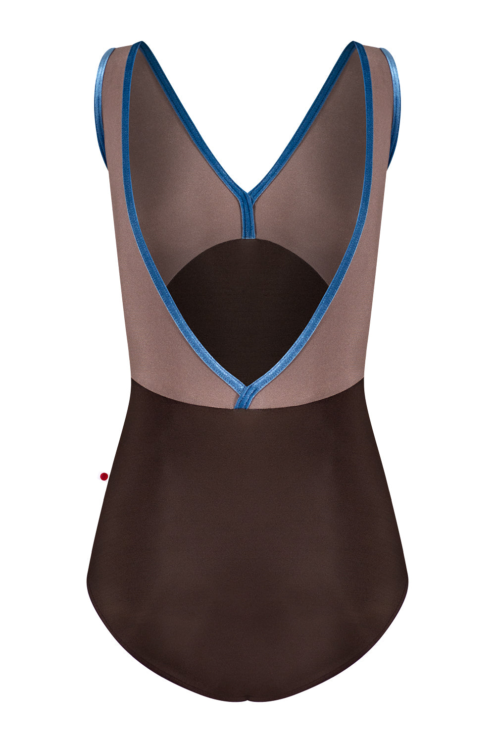 Alicia leotard in N-Espresso body color with N-Star top color and V-Ocean trim color