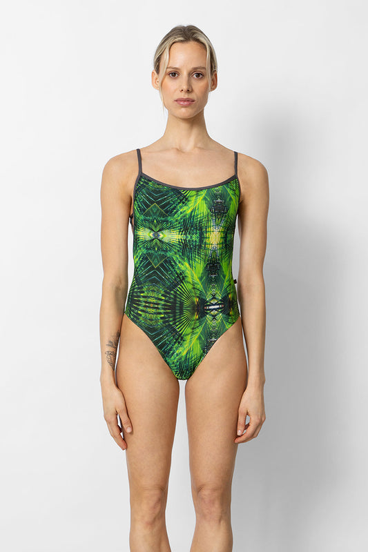 Tamara Black Label leotard in Forest Emerald body color with N-Shadow trim color and EXTRA-HC variation