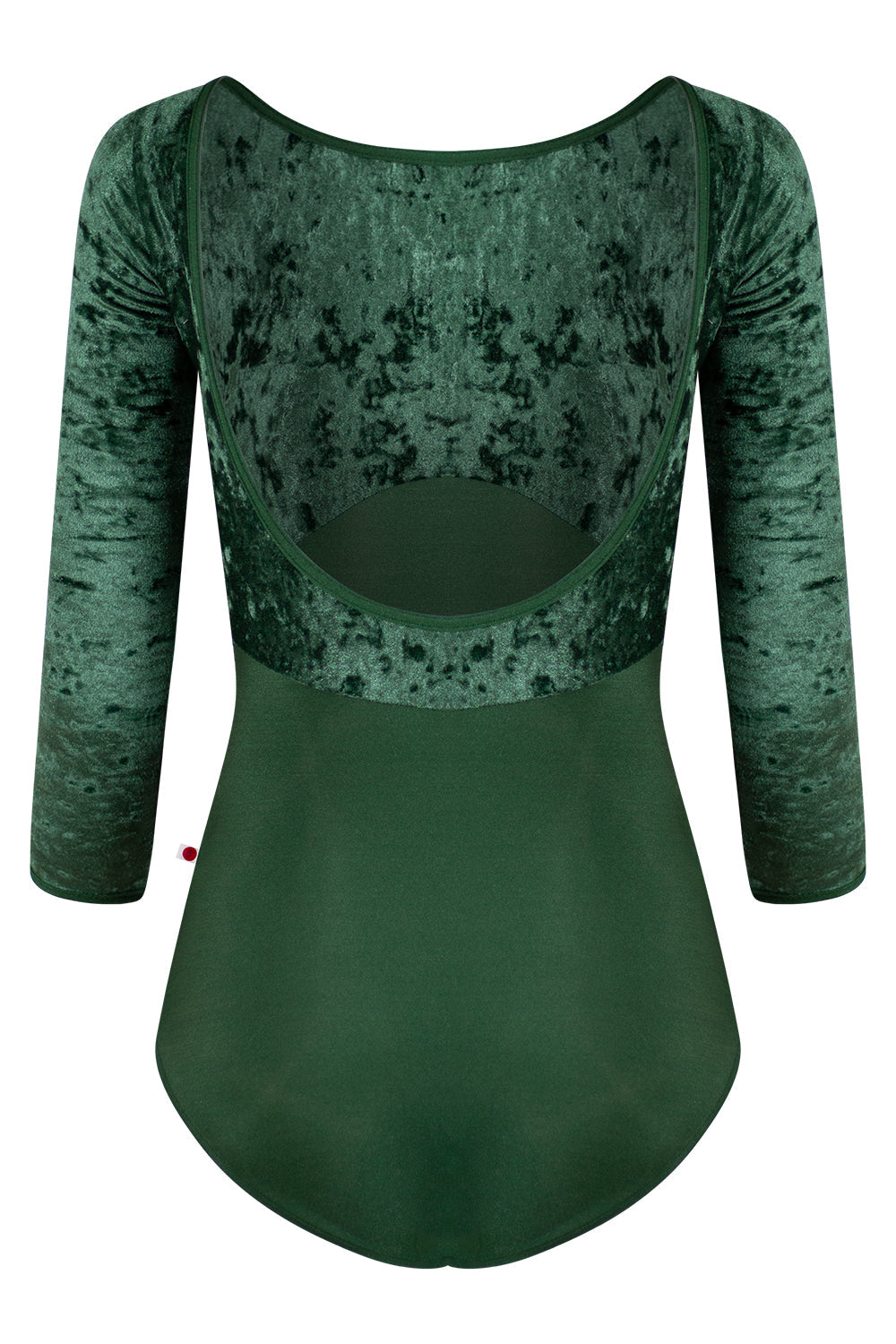 Sofiane Duo leotard in N-Huntress body color with CV-Pine top color & 3Q sleeves and N-Huntress trim color