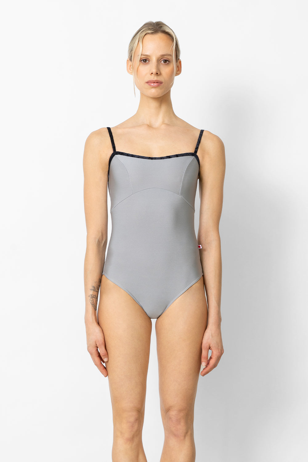 Denise leotard in N-Sterling body & top color with CV-Black trim color