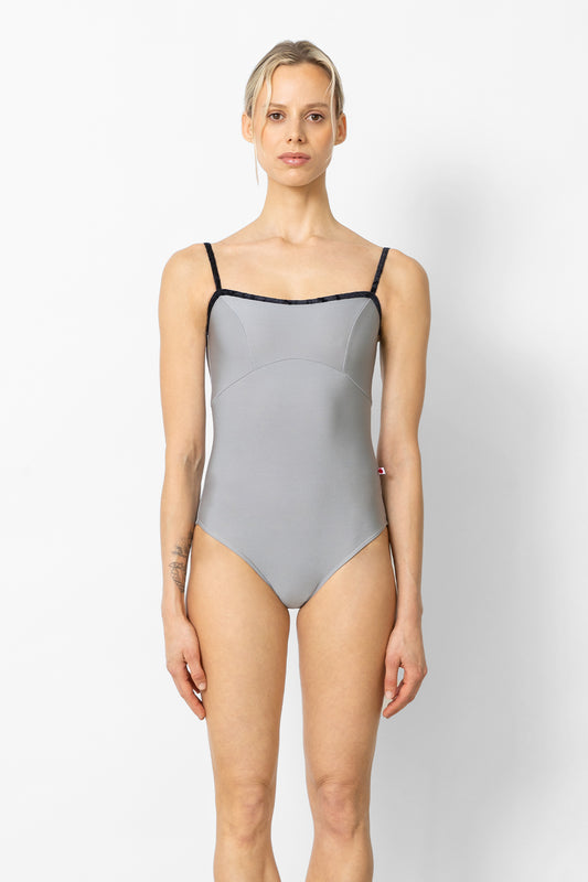 Denise leotard in N-Sterling body & top color with CV-Black trim color