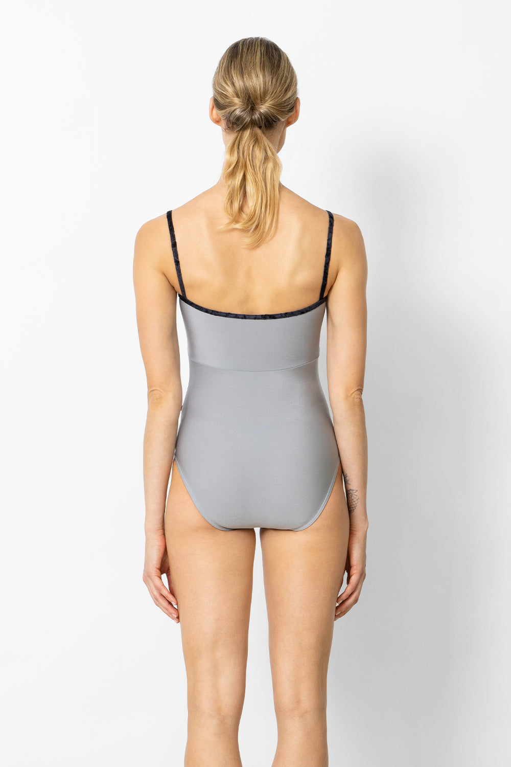 Denise leotard in N-Sterling body & top color with CV-Black trim color