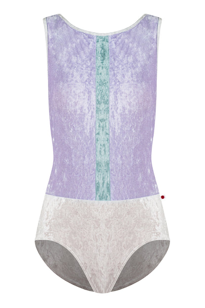 Didi leotard in CV-Silver body color with CV-Angelic top color, CV-Ice Middle Band color and CV-Silver trim color