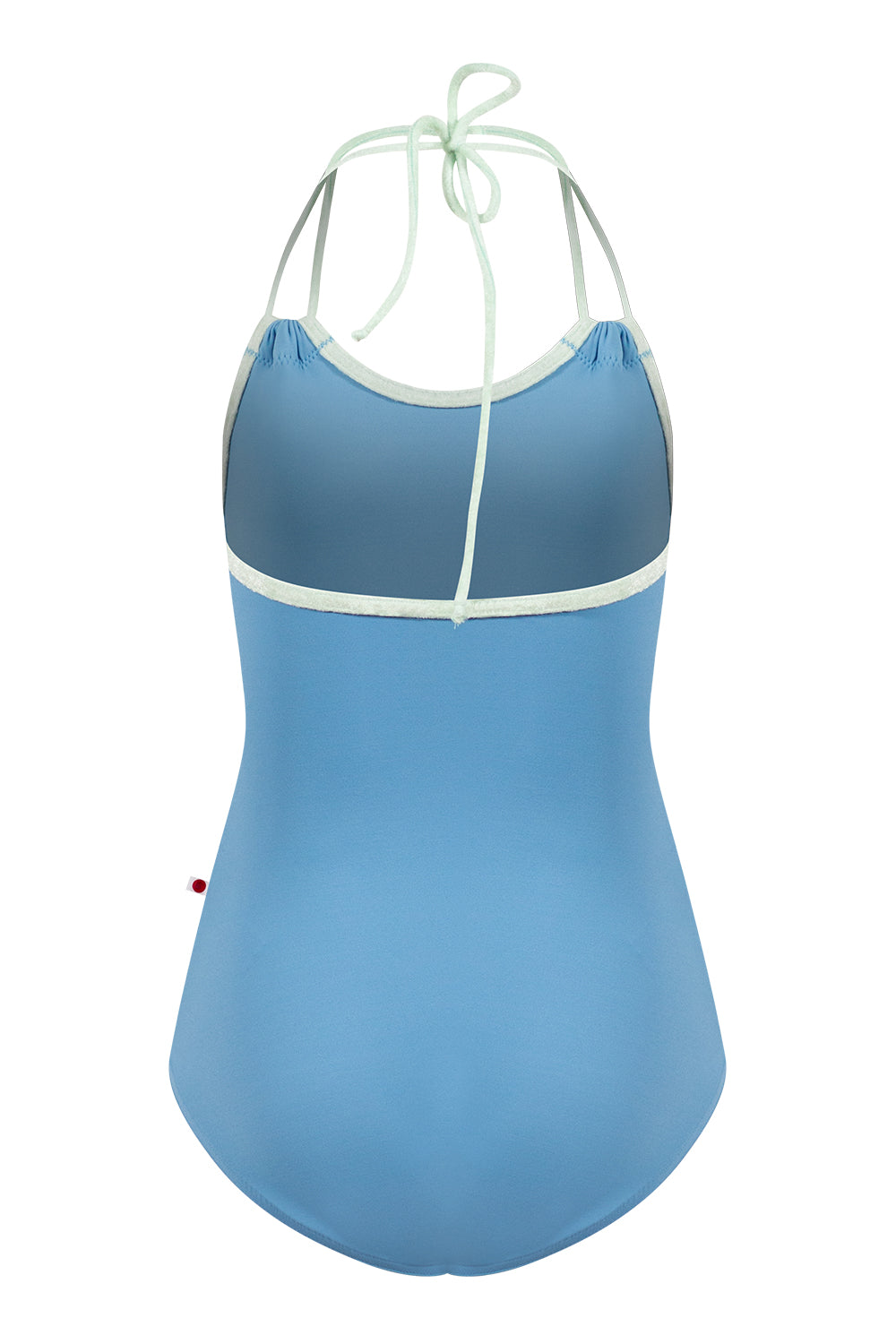 Kids Julia leotard in T-Bluebell body color with CV-Pistachio trim color