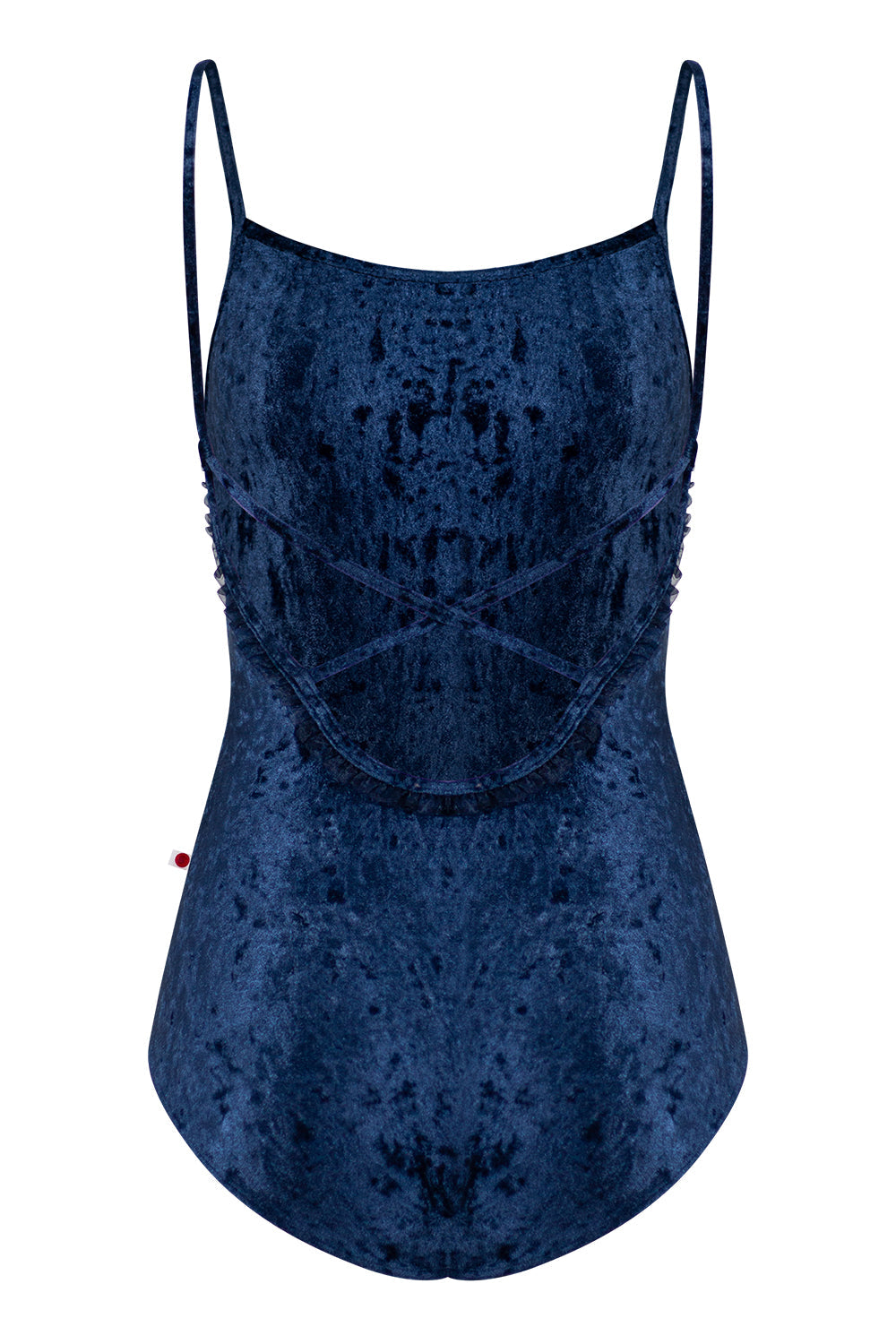 Daniela leotard in CV-Dark Blue body color with CV-Dark Blue trim color and Dark Blue ruffle