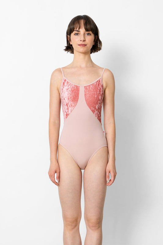 Amanda leotard in T-Petal body color with CV-Romance top color and T-Petal trim color