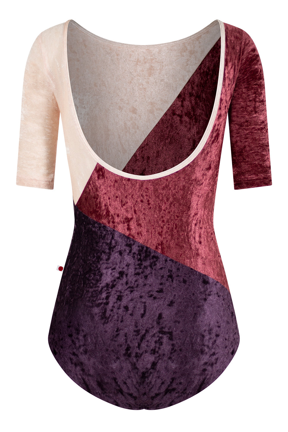 Linear leotard in CV-Eggplant body color with CV-Garnet and CV-Misty Rose top colors