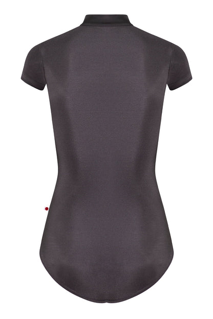 Jessica leotard in N-Shadow body color with N-Black zipper and short sleeves