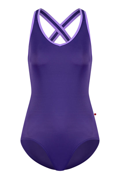 Sonoya leotard in T-Myth body color with T-Iris trim color