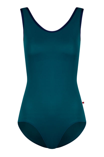 Veronique leotard in T-Zenith body color with Mesh Dark Blue top color and N-Dark Blue trim color