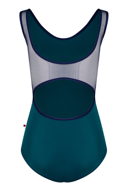 Veronique leotard in T-Zenith body color with Mesh Dark Blue top color and N-Dark Blue trim color