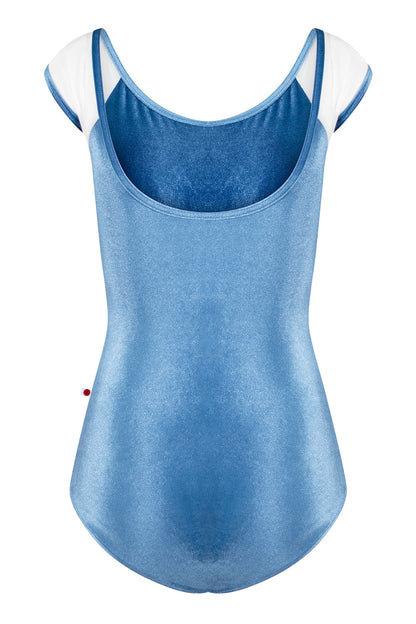 Wendy leotard in V-Ocean body & trim color and V-White top color