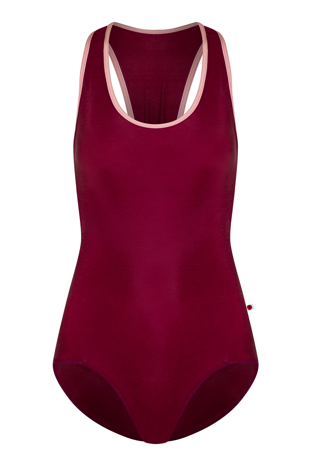 Alex leotard in N-Burgundy body color with N-Antique Rose trim