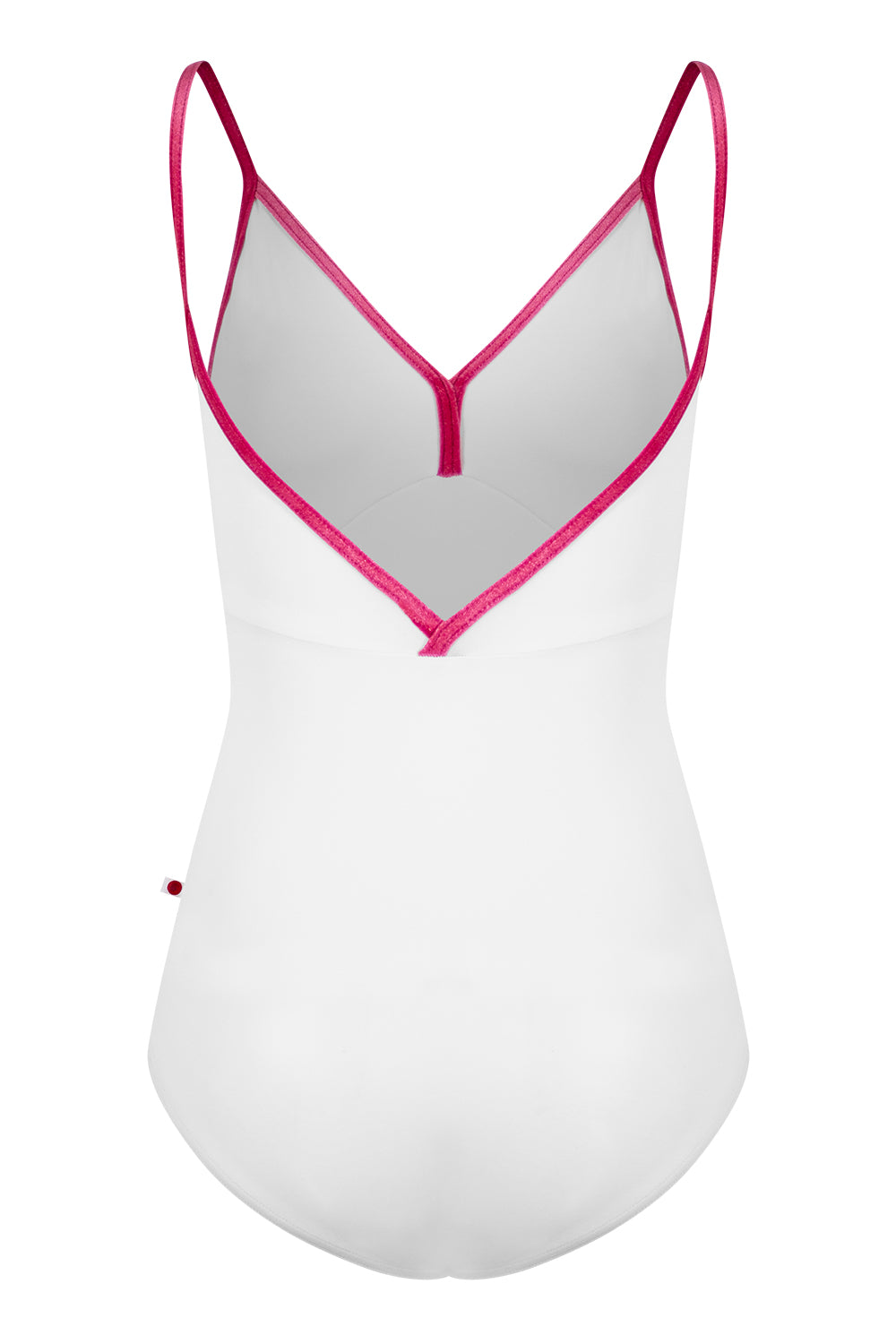 Daria leotard in T-White body & top color with V-Peony trim color