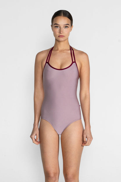Lena leotard in N-Magic body color with N-Burgundy trim color
