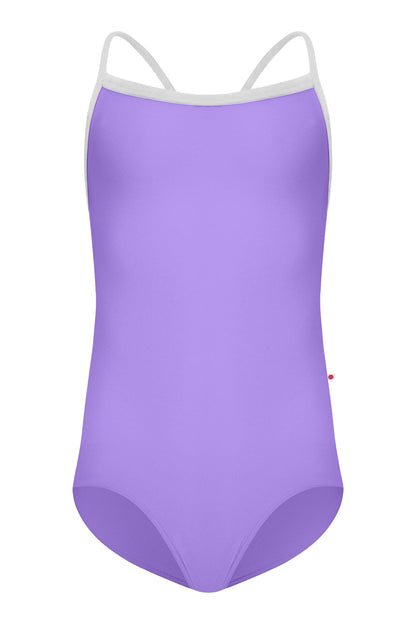 Kids Lilia leotard in T-Iris body color CV-Silver trim color