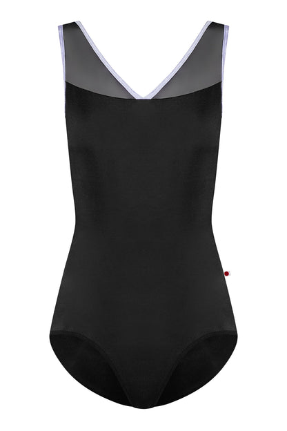 Masha leotard in N-Black body color with Mesh Black top color and CV-Black trim color