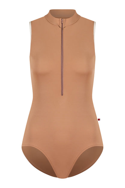 Charlotte leotard in T-Sepia body color with N-Pearl trim color
