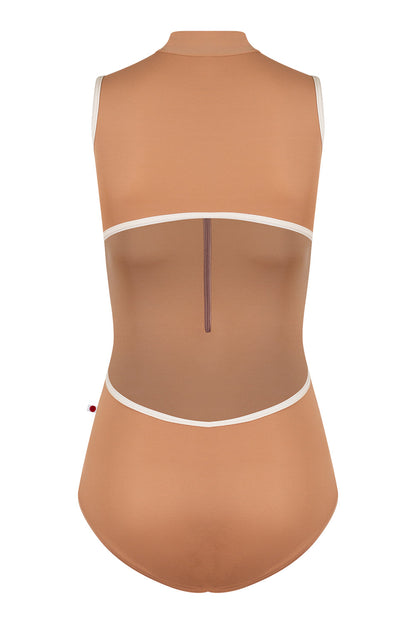 Charlotte leotard in T-Sepia body color with N-Pearl trim color