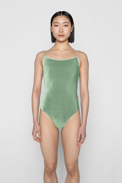 Daniela leotard in V-Meadow body color with N-Ginko trim color