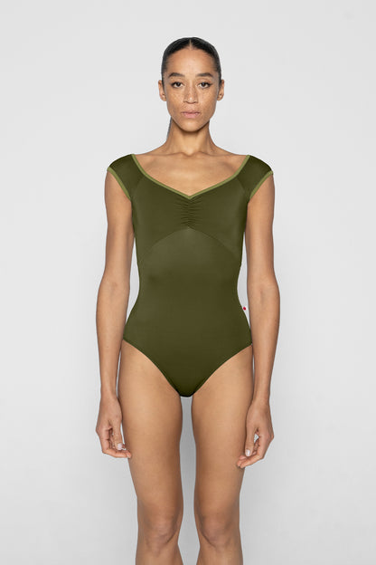 Elli leotard in T-Jungle body & top color color with T-Eden trim color