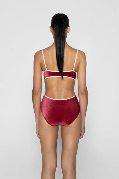 Kiki leotard in V-Cerise body color with N-Pearl trim color