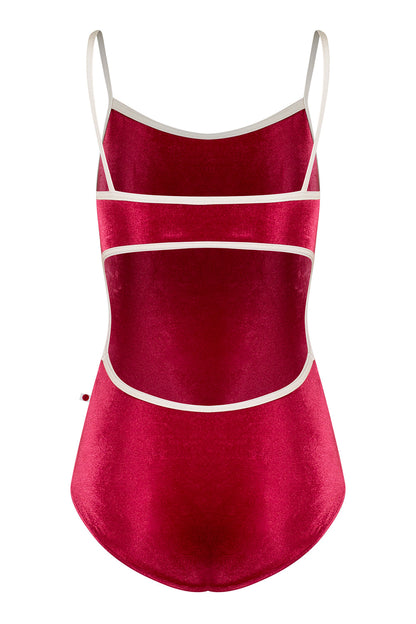 Kiki leotard in V-Cerise body color with N-Pearl trim color