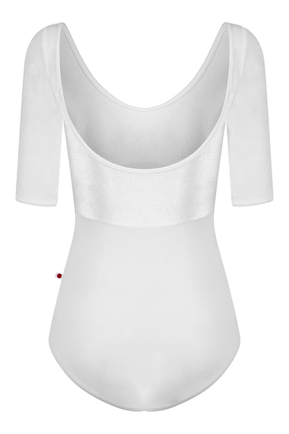 Anna Duo leotard in T-White body color with V-White top color and T-White trim color with half Sleeves