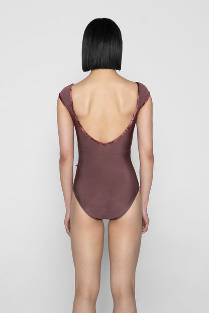 Elli leotard in N-Phoenix body & top color with CV-Garnet trim color