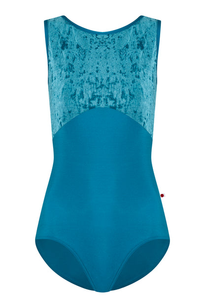 Sofiane leotard in N-Ottanio body & trim color with CV-Juniper top color