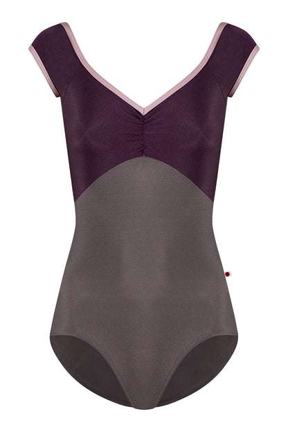 Elli leotard in N-Shadow body color with N-Eggplant top color and N-Magic trim color