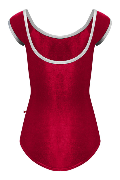 Kids Wendy leotard in V-Cerise body color with T-White trim color