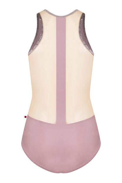 Sasha leotard in N-Magic body color with Mesh Dolce top color and CV-Phantom trim color