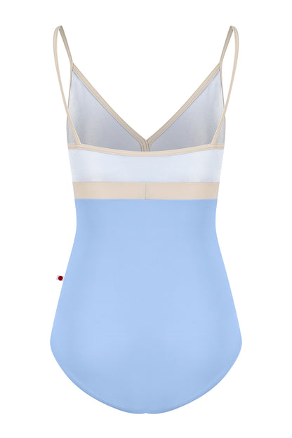 Zoe leotard in T-Paradise body color with V-Serenade top color and T-Ivory trim & middle band color