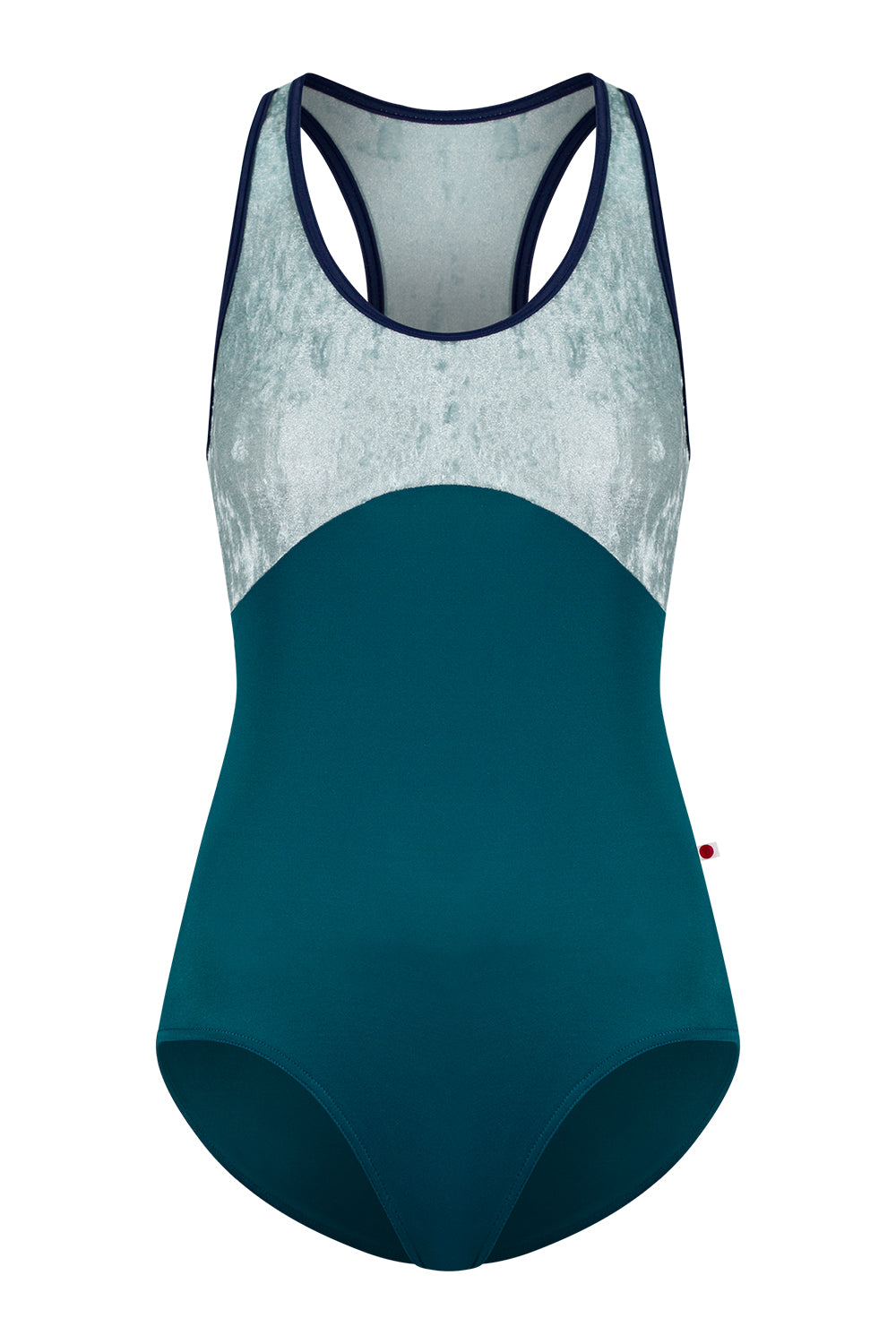 Laura Duo leotard in T-Zenith body color with CV-Ice top color and T-Cosmo trim color