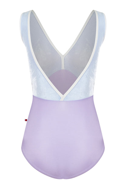 Alicia leotard in N-Poem body color with V-Serenade top color and T-White trim color
