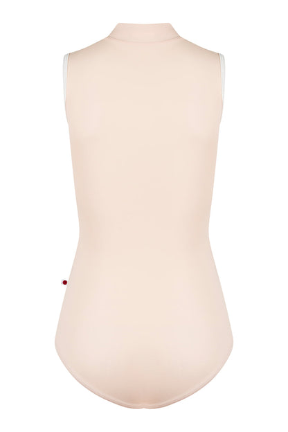 Jessica leotard in T-Misty Rose body color with T-White trim and zipper color