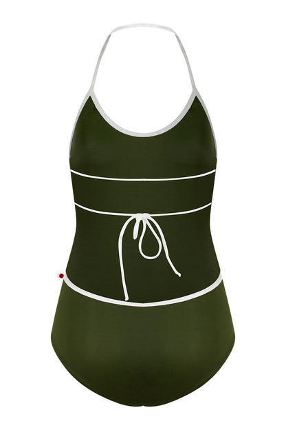 Kate leotard in T-Jungle body color with CV-White trim color