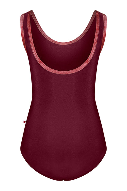Kids Anna leotard in N-Burgundy body color with CV-Garnet trim color