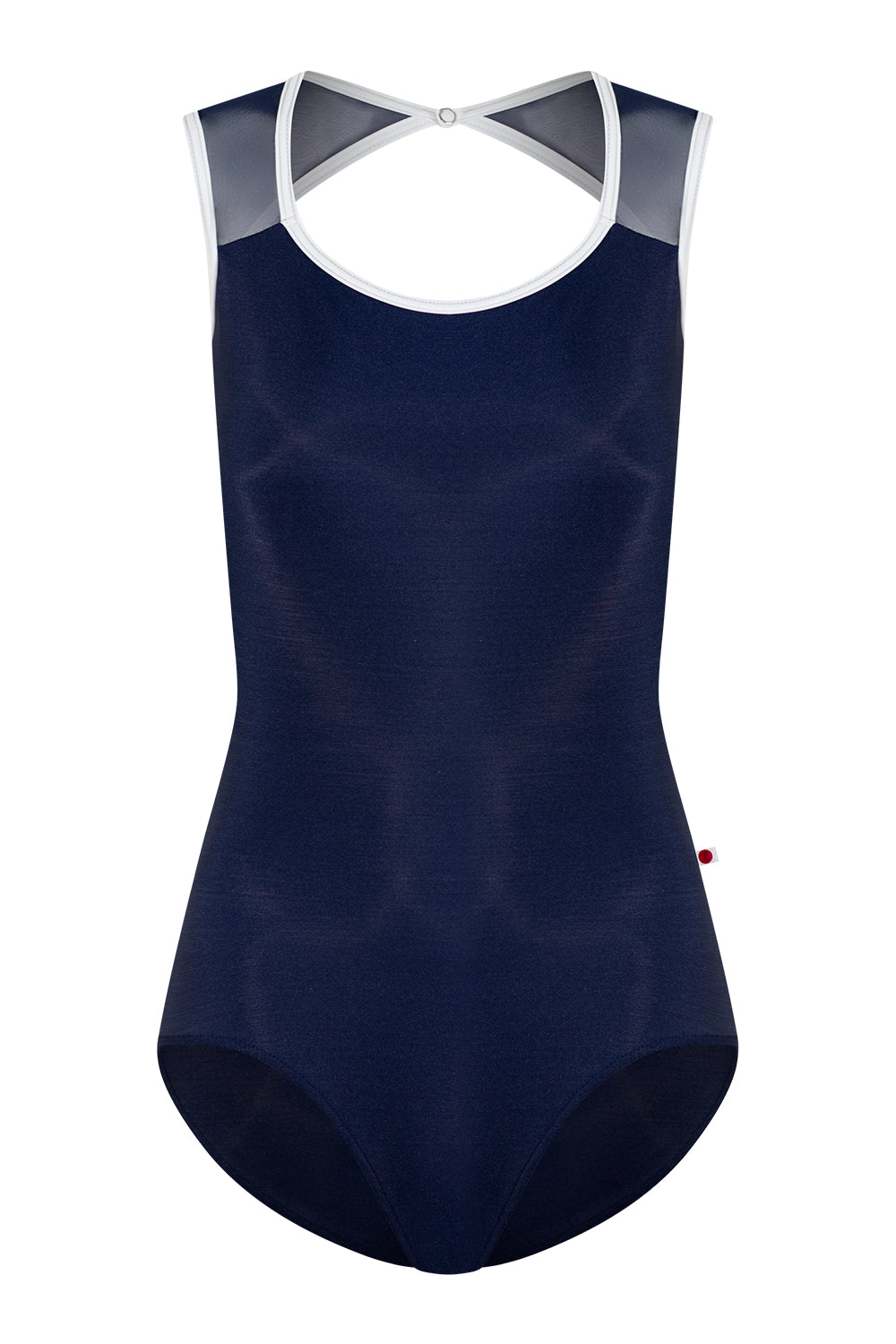 Lauren leotard in N-Dark Blue body color with Mesh Dark Blue top color and T-White trim color